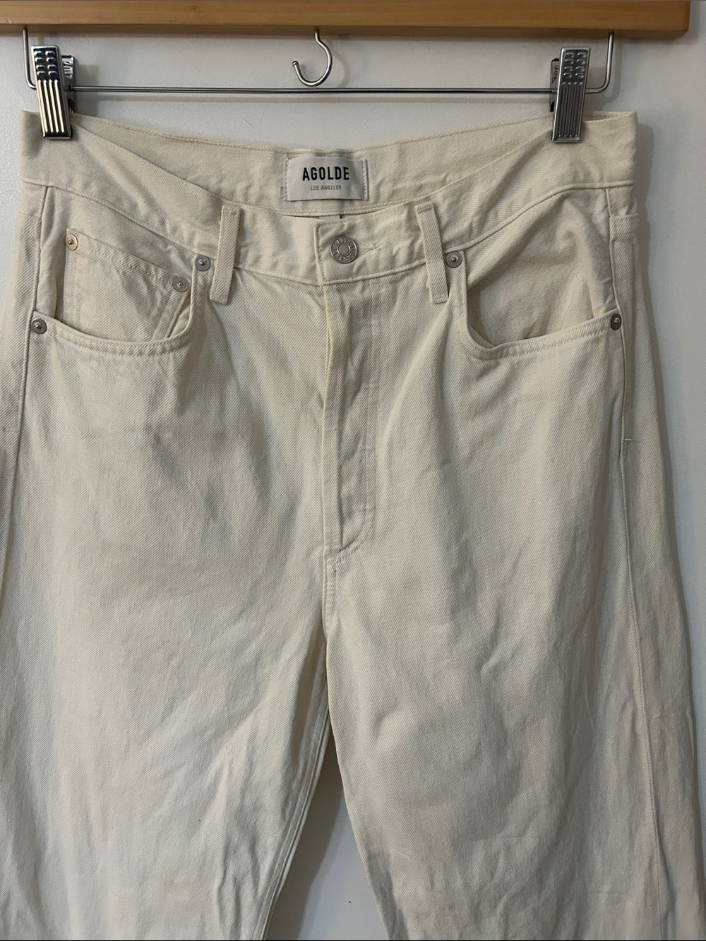 Agolde Ren High Raise Wide-Leg Jeans Women’s Size 28 Ecru - Picture 3 of 12
